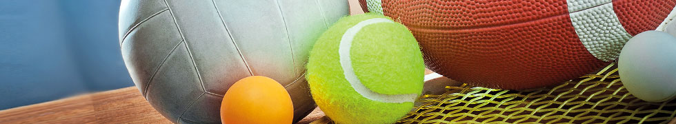 Sports equipment on a table top